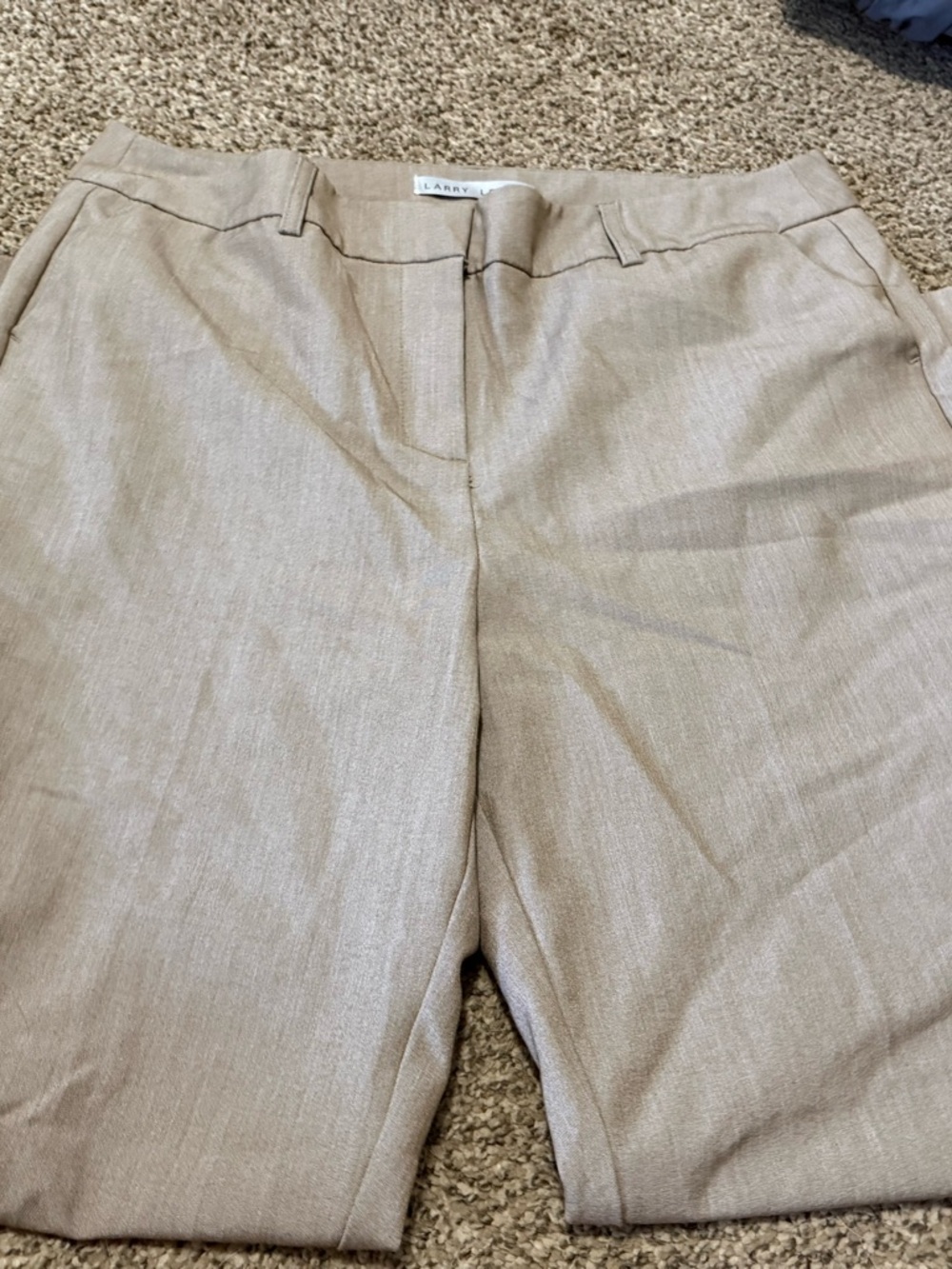 Larry Levine Neutral Taupe Casual Dress Pants